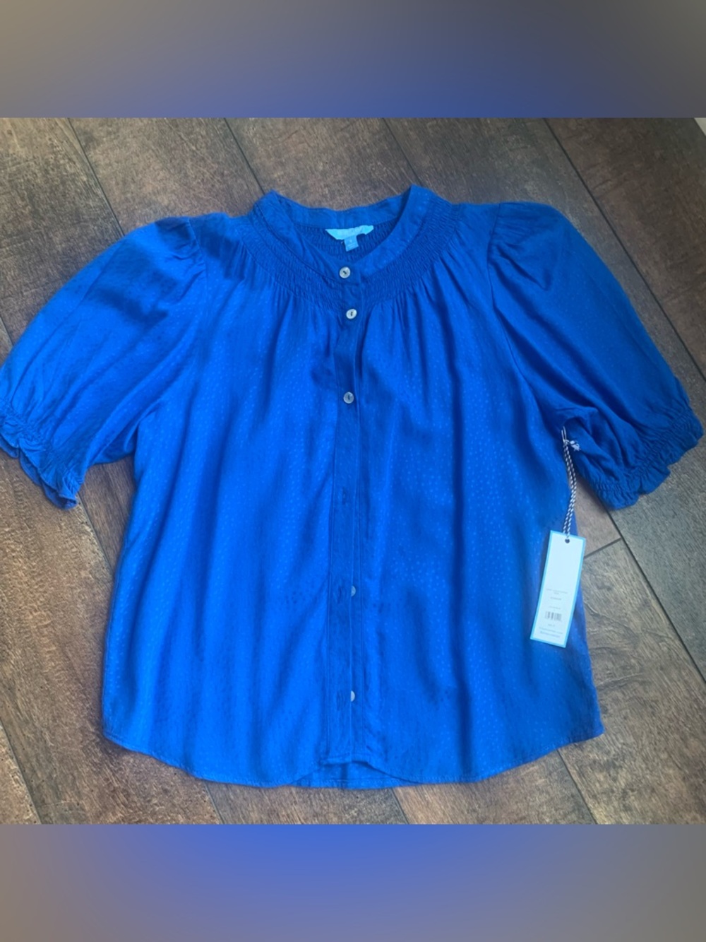 Draper James Royal Blue Textured Button-Front Top